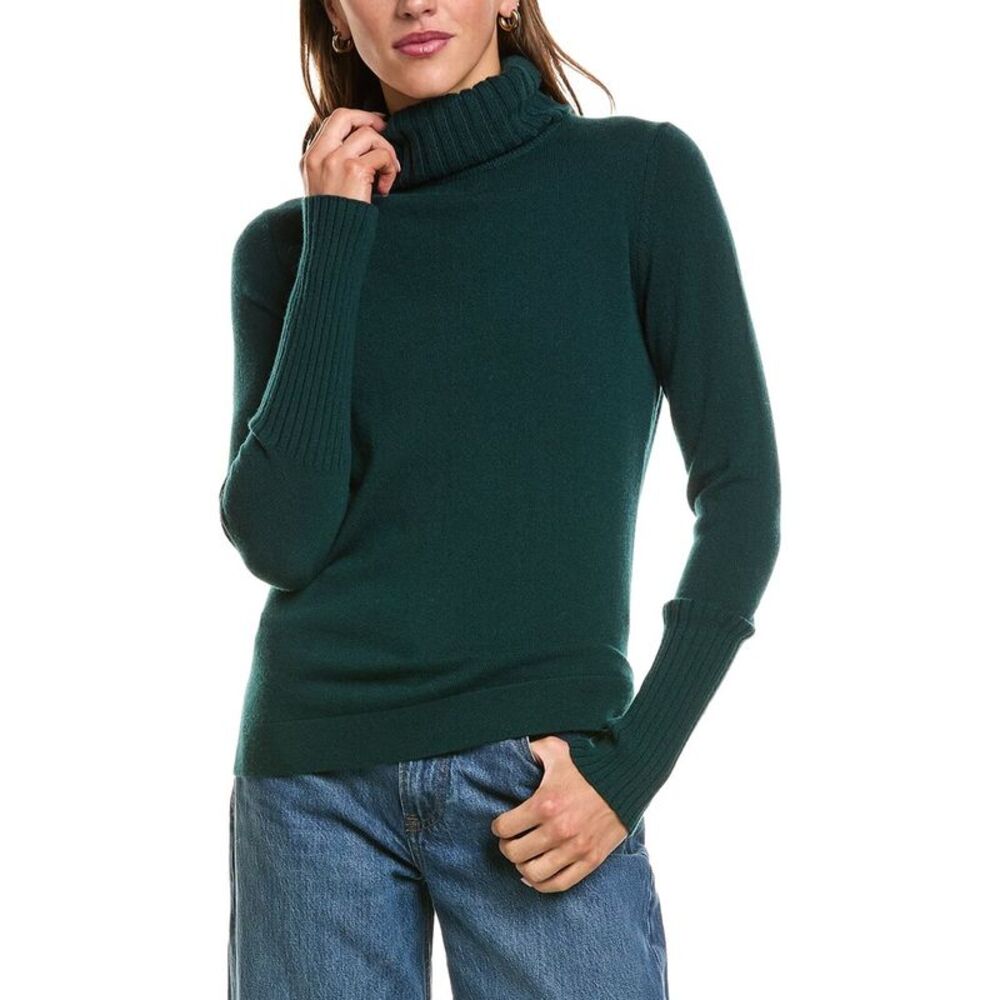 Forte Cashmere Womens  Chunky Trim Turtleneck 100% Cashmere Sweater